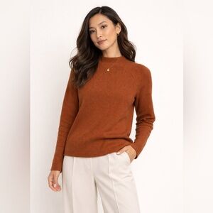 Eileen Fisher Brown Crewneck Sweater Rib Knit Organic Cotton Silk Blend XXS